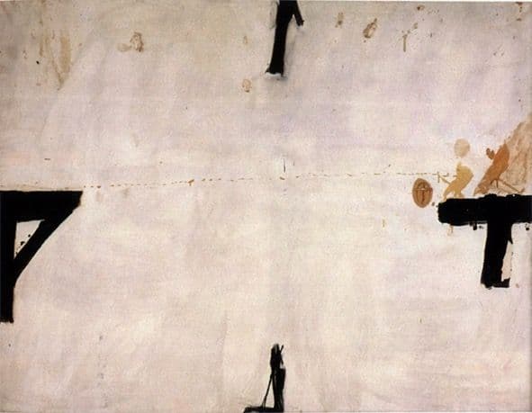 Fundación Mediterráneo - Obras: BLANCO CON CUATRO SIGNOS NEGROS (TÀPIES, Antoni)