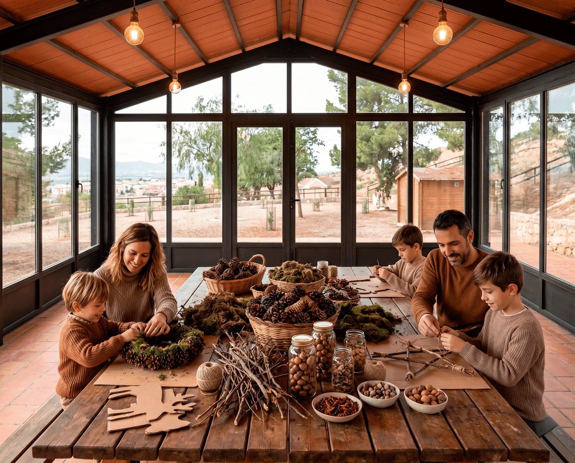 Decoración navideña con materiales naturales y reciclables