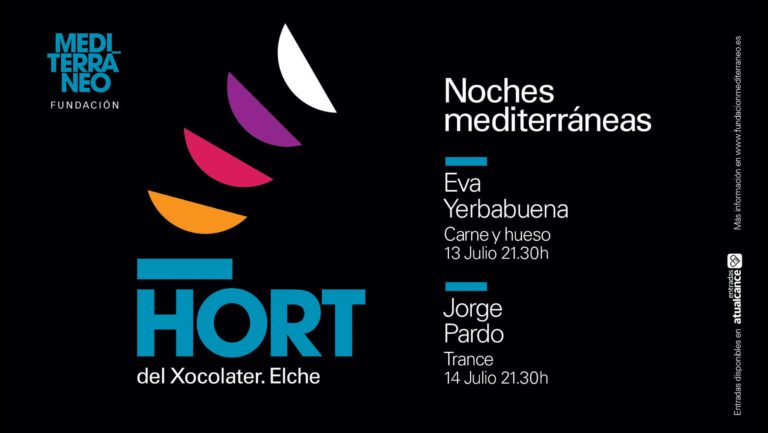 Cartel del evento de flamenco en Elche. Noches Mediterráneas en el Hort del Xocolater en Elche