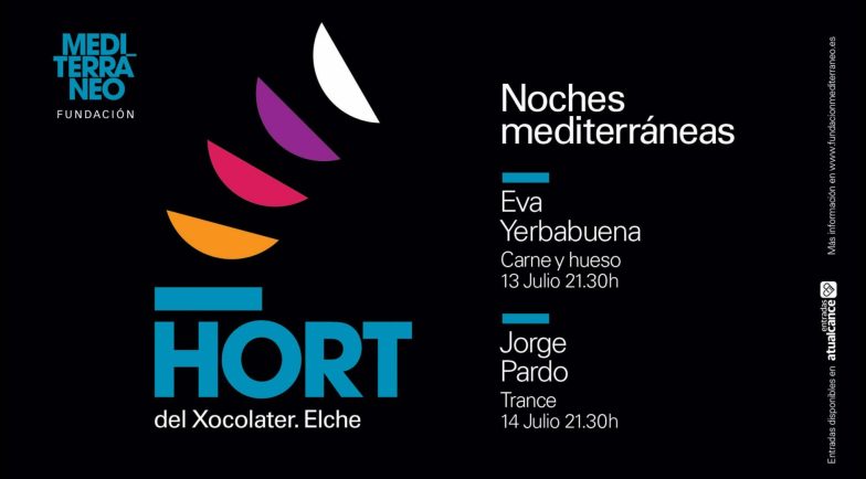 Cartel del evento de flamenco en Elche. Noches Mediterráneas en el Hort del Xocolater en Elche